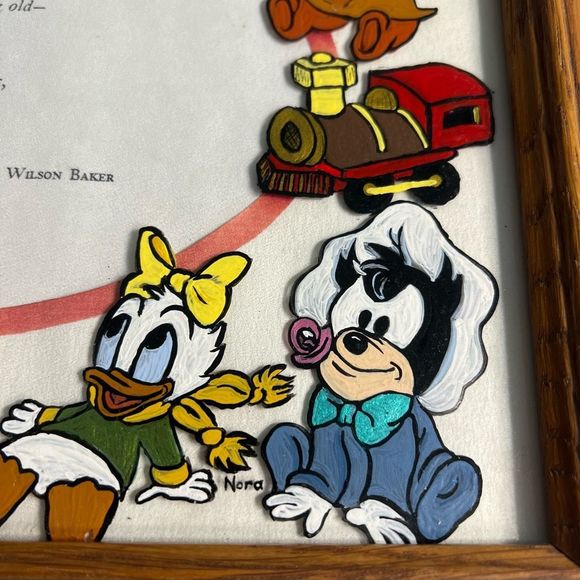 Nursery Decor Wall Hanging Framed Poem With Hand Painted Disney Babies 9.5"x12" - Picture 6 of 10